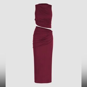 CIDER-  NWT KNOTTED RUCHED CROP TANK TOP & MAXI SKIRT SET